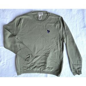 L.L. Bean Sweater Women's Small Olive Green 100% Cotton Crew Neck Long Sleeve